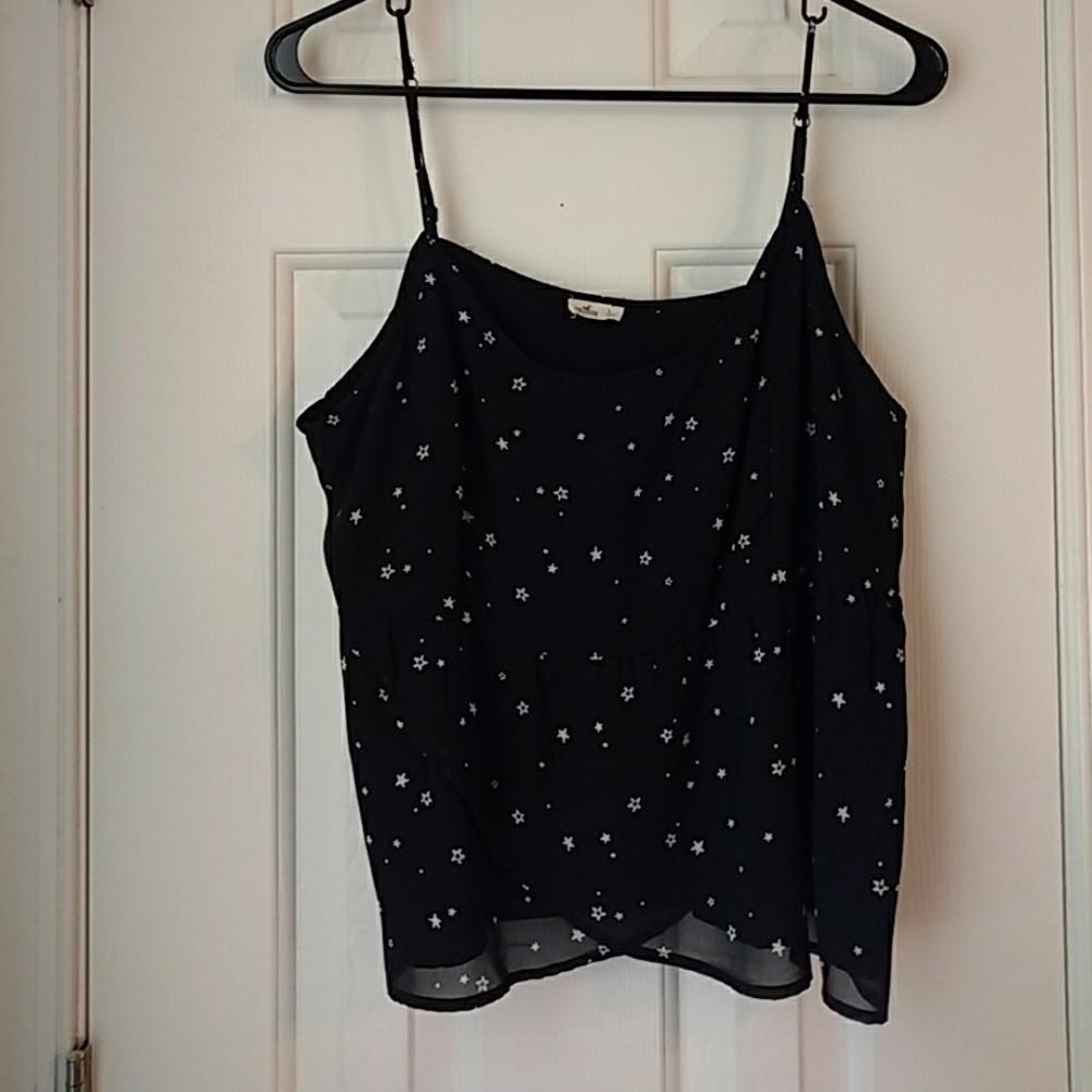 Hollister black with white stars tank